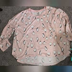 Penguin Print Pink Pajama Top